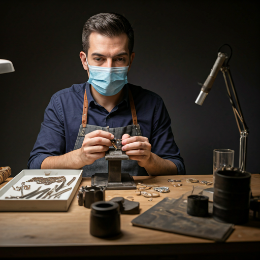 Artisan working on high-end jewelry